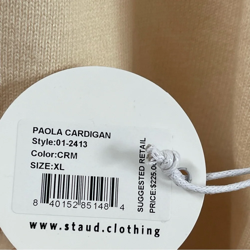 STAUD Paola Cardigan Cream Size XL - Picture 6 of 6
